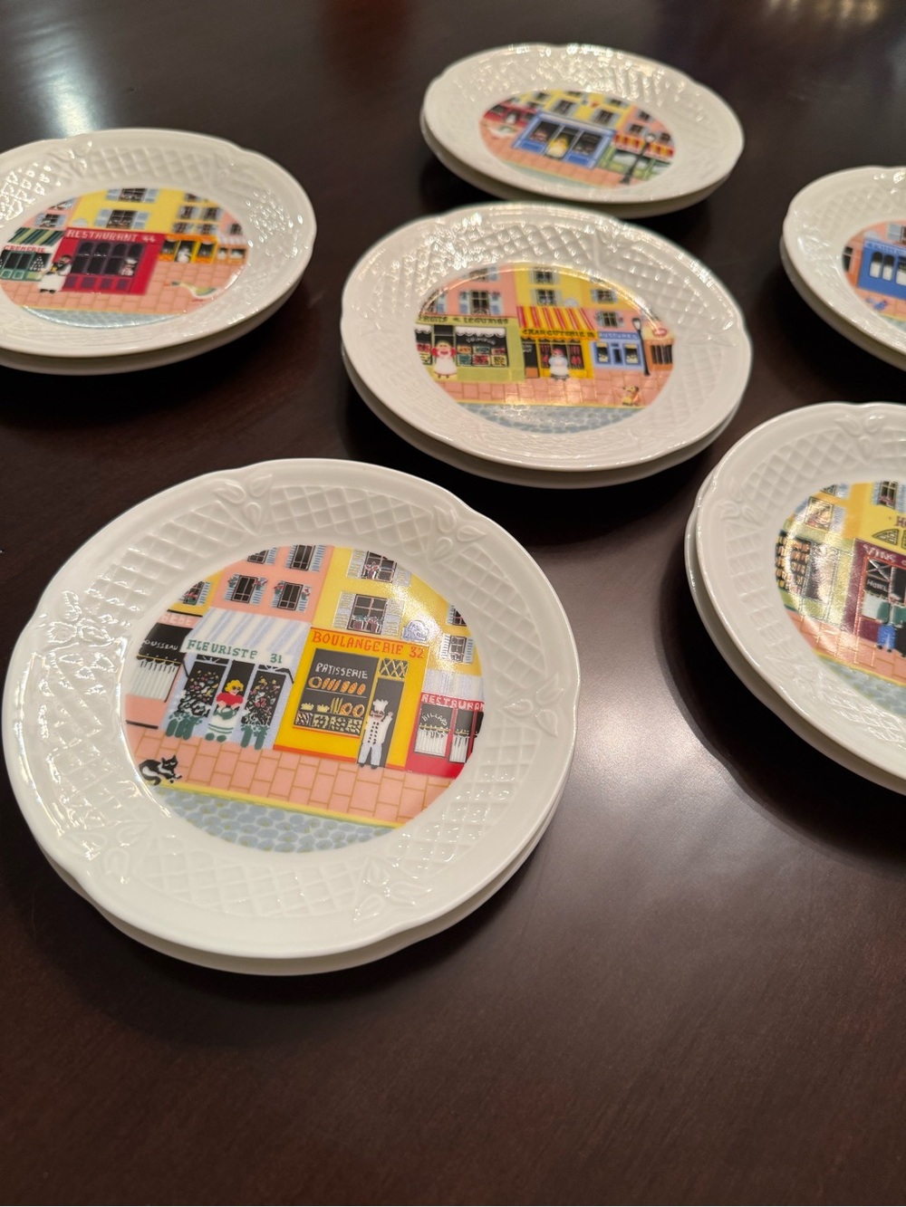 Philippe Deshoulieres Limoges Merchants Row
Set of 10 Canape Plate